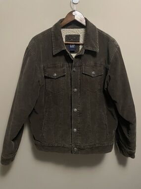 GAP Men's Brown Corduroy Sherpa Lined Trucker Jacket Men’s Medium
